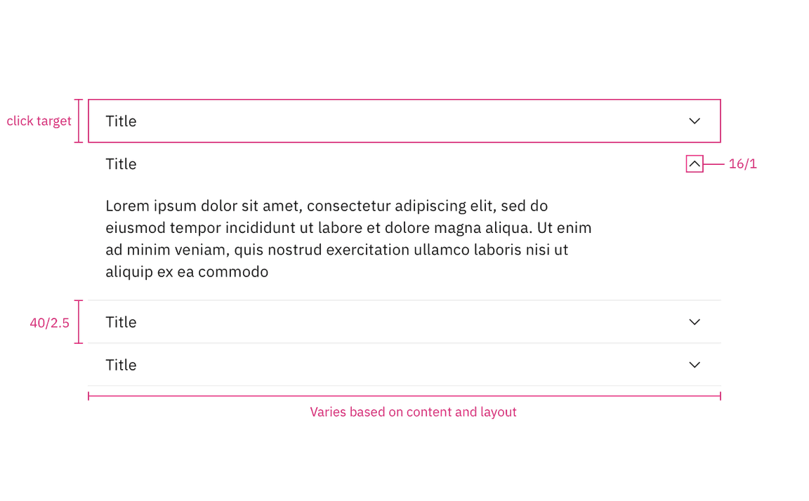 Structure measurements for default accordion alignment