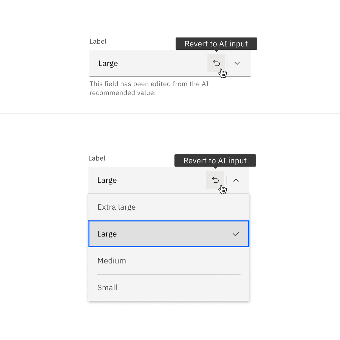 Default dropdown AI revert example
