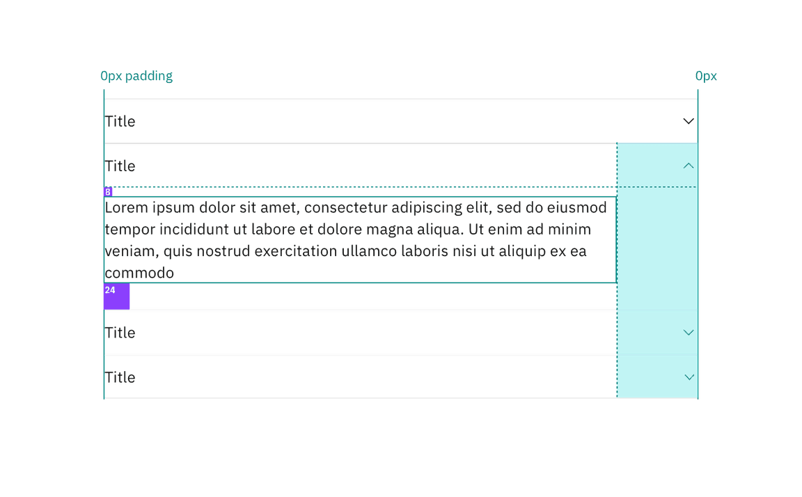 Spacing measurements for flush accordion alignment
