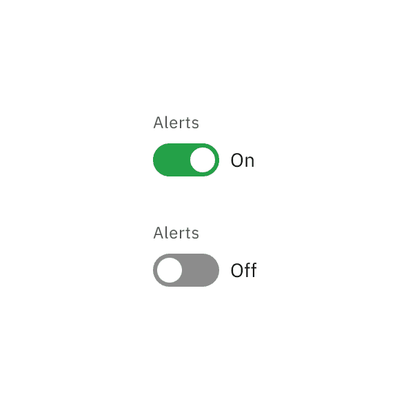 the same 'Alerts' toggle keeping its label in both states