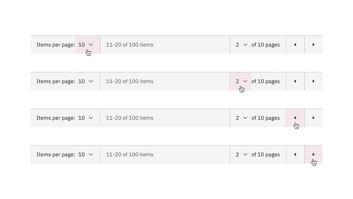 Pagination variant clickable areas