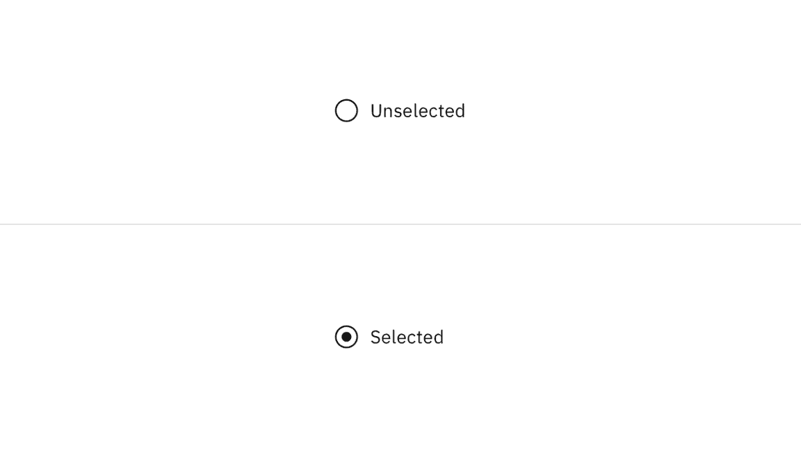 Examples of unselected and selected radio buttons