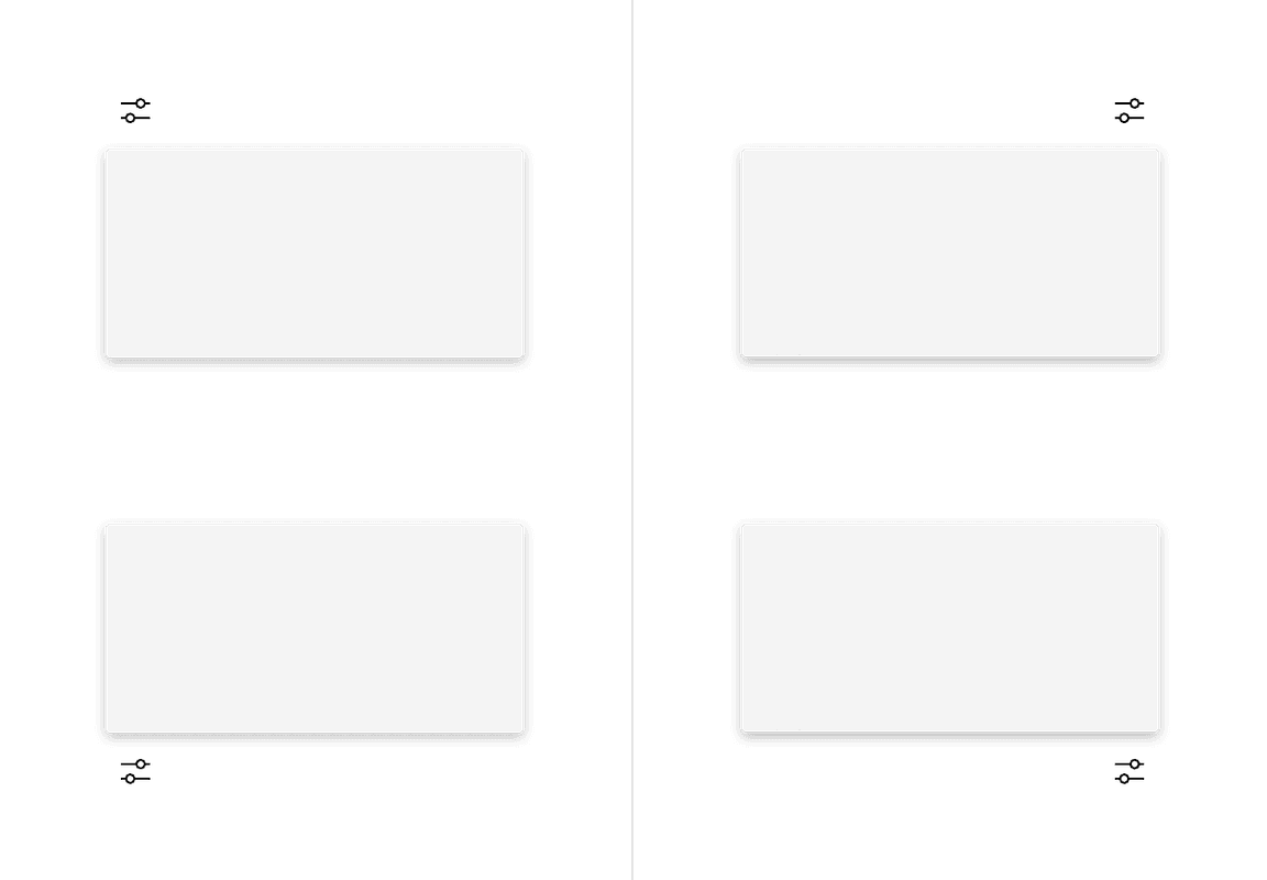 No tip popover top and bottom directions with left and right alignments.